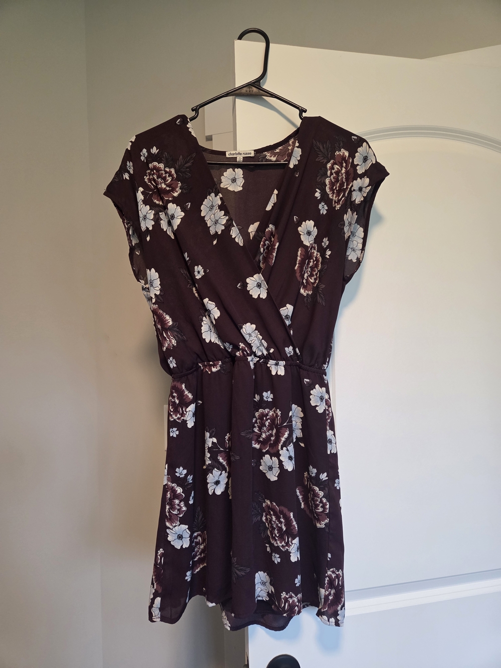 Charlotte Russe Plum Floral Wraped Looking Style Mini Dress